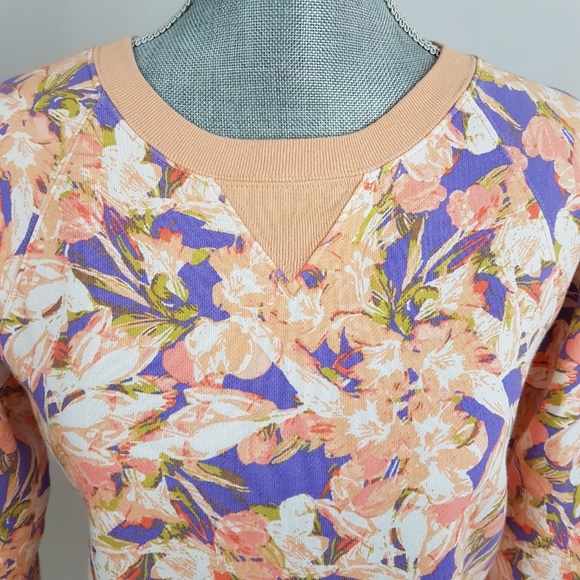 J Crew Floral Crew Neck Sweatshirt Pullover XS - Picture 2 of 8